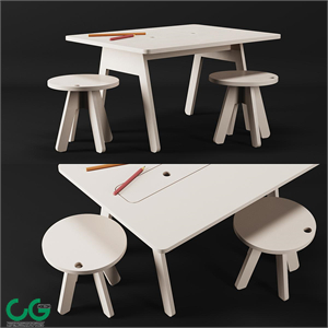 Kutikai Peekaboo Desk and Chairs